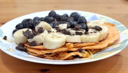 lentil pancake side view close up